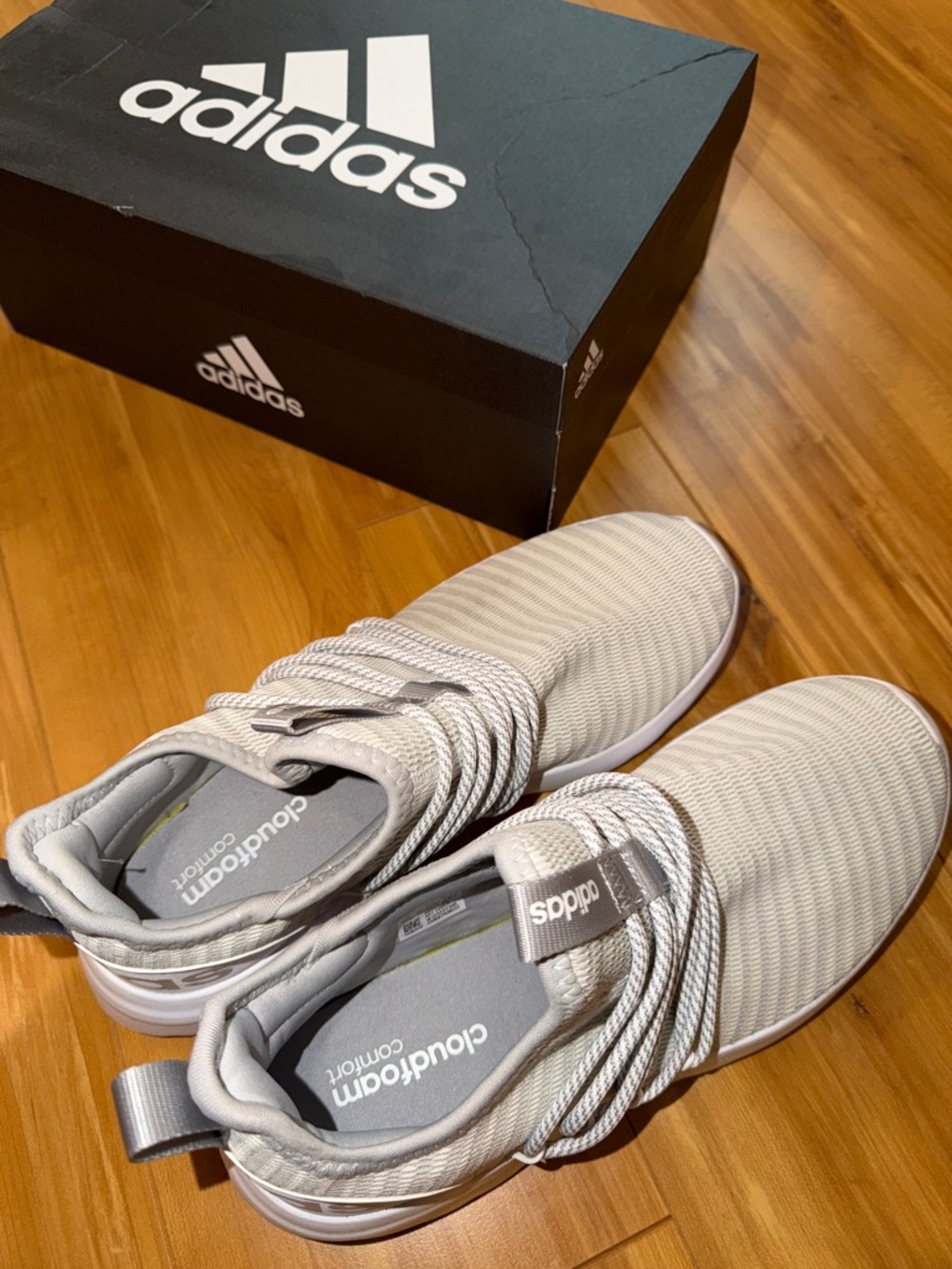 adidas Light Gray Knit Cloudfoam Sneakers